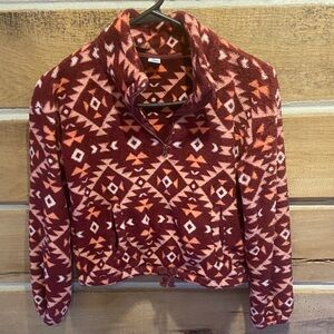 Geometric Patterned Burgundy Sweater